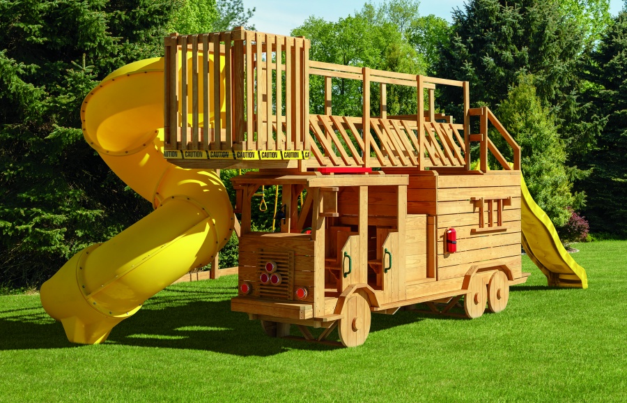 wooden fire truck playhouse