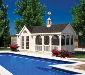 Pool house by a pool
