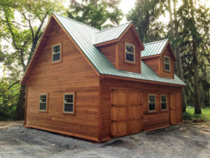 Two story barns in the backyard.