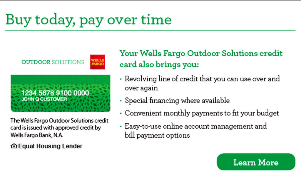 Wells Fargo Outdoor Solutions credit card info
