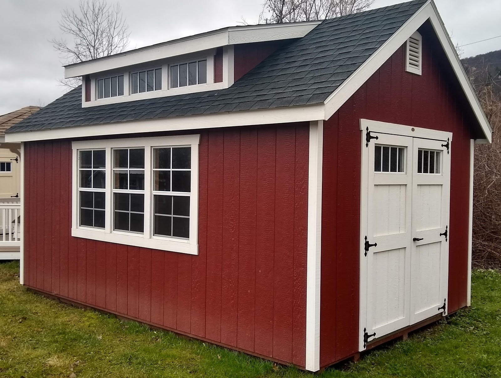 Red Shed with Dormer and Windows