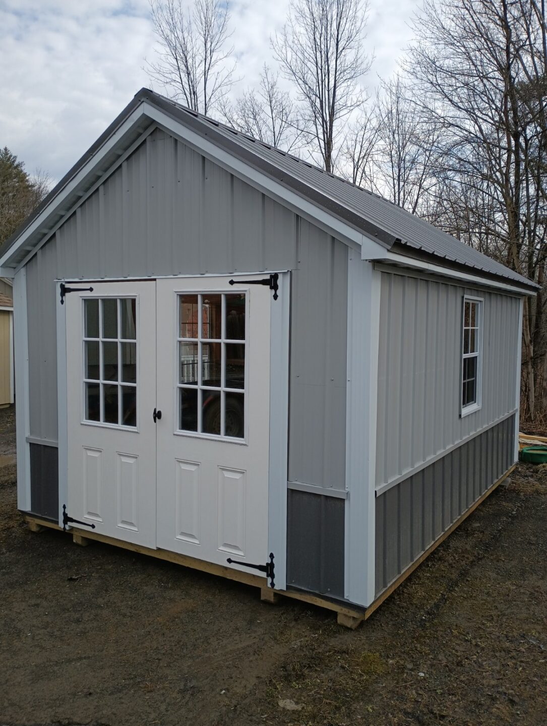 Dark Gray and Light Gray Metal A Frame Shed
