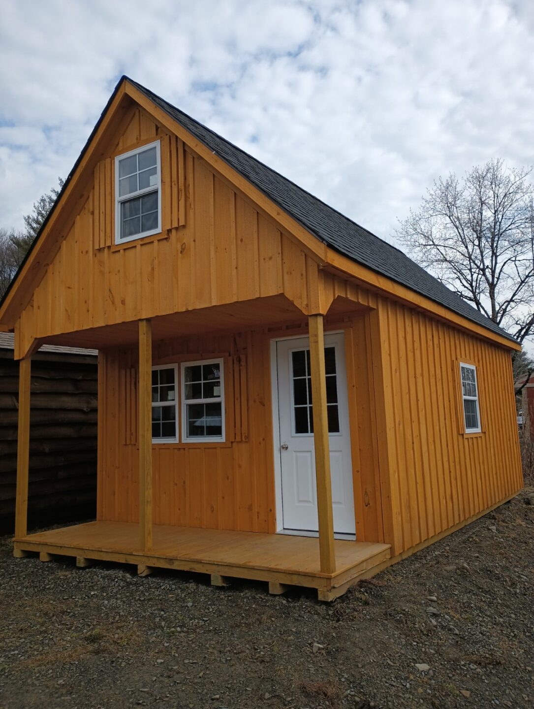 12/12 Pitch Board & Batten Shed with Porch
