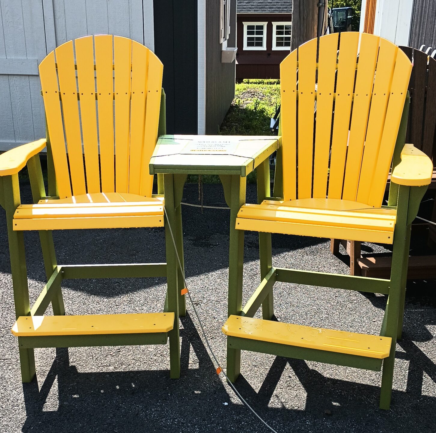 Green and Yellow Chairs with Connector Table