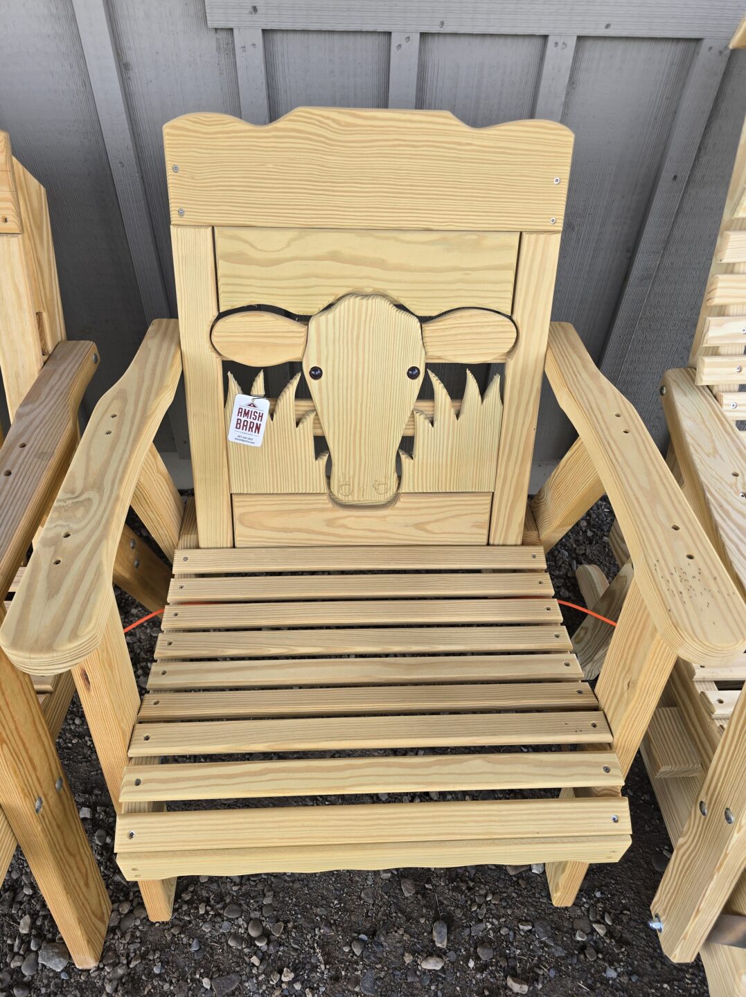 1 wooden chair with cow design