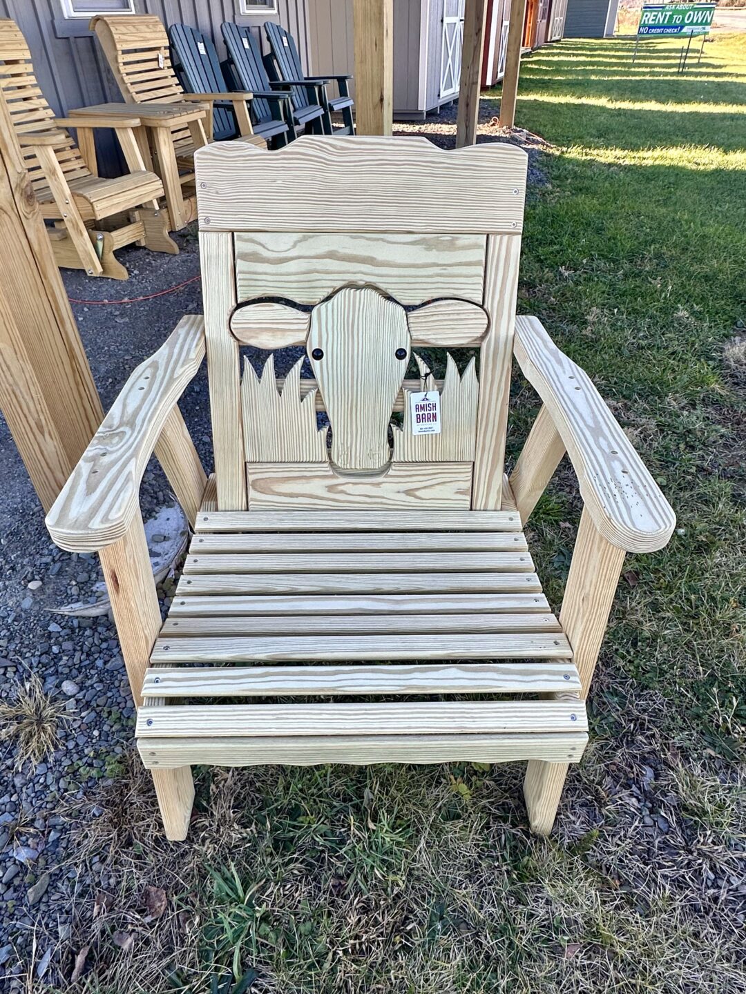 1 wooden chair with cow design