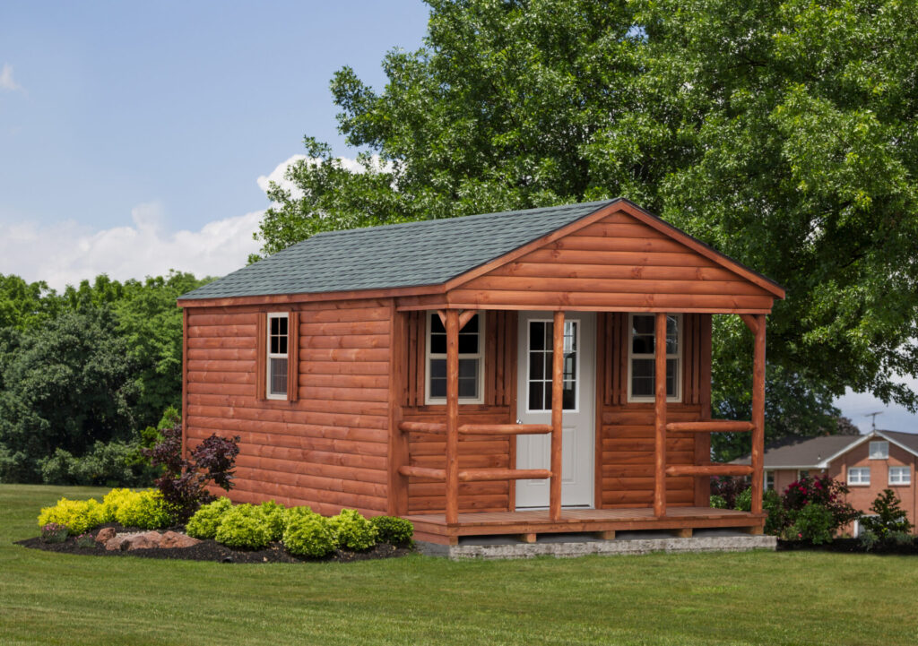 A-frame weekender log cabin by Amish Barn Company