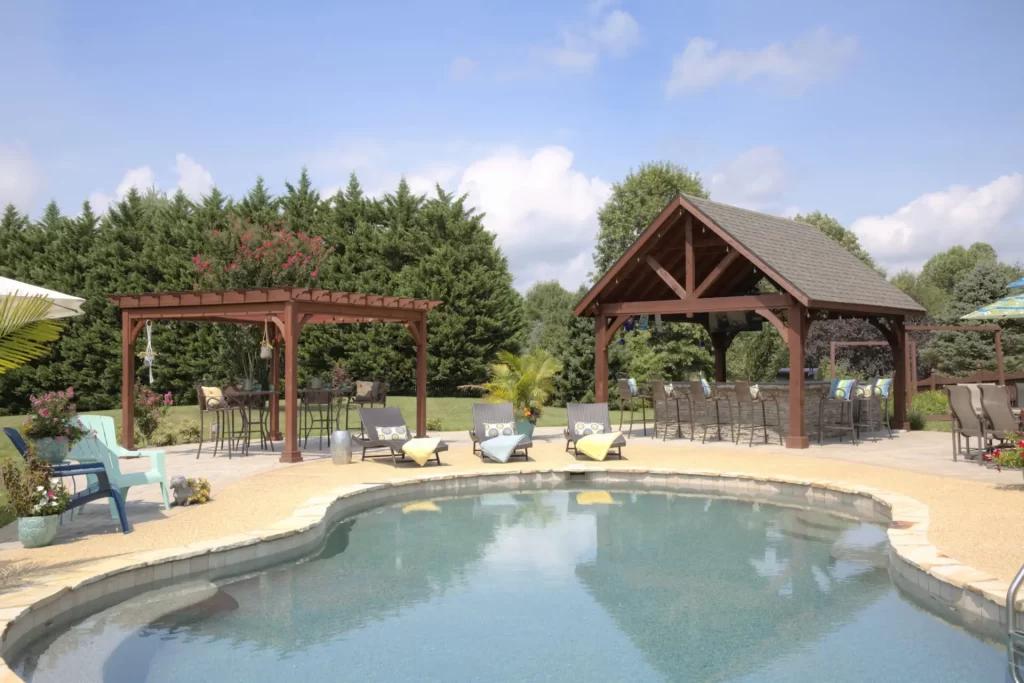 Two units: Wood Traditional Pergola & Alpine Pavilion by Country Lane Gazebos