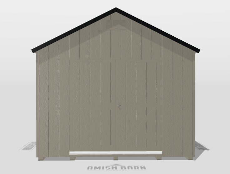 10x10 A frame LP smart panel siding painted clay clay trim black metal roof (1) Double door (2) Black windows with screens