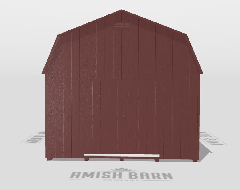 12x20 Dutch Barn LP Smart panel siding painted red red composite trim (1) 8'x7' Double Door (2) Brown windows with screens Hickory architectural shingles