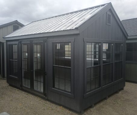 10x14 Greenhouse Duratemp  siding painted mopboard mopboard composite trim clear roof panels paint all interior 10' workbench 6 shelves (8) 36